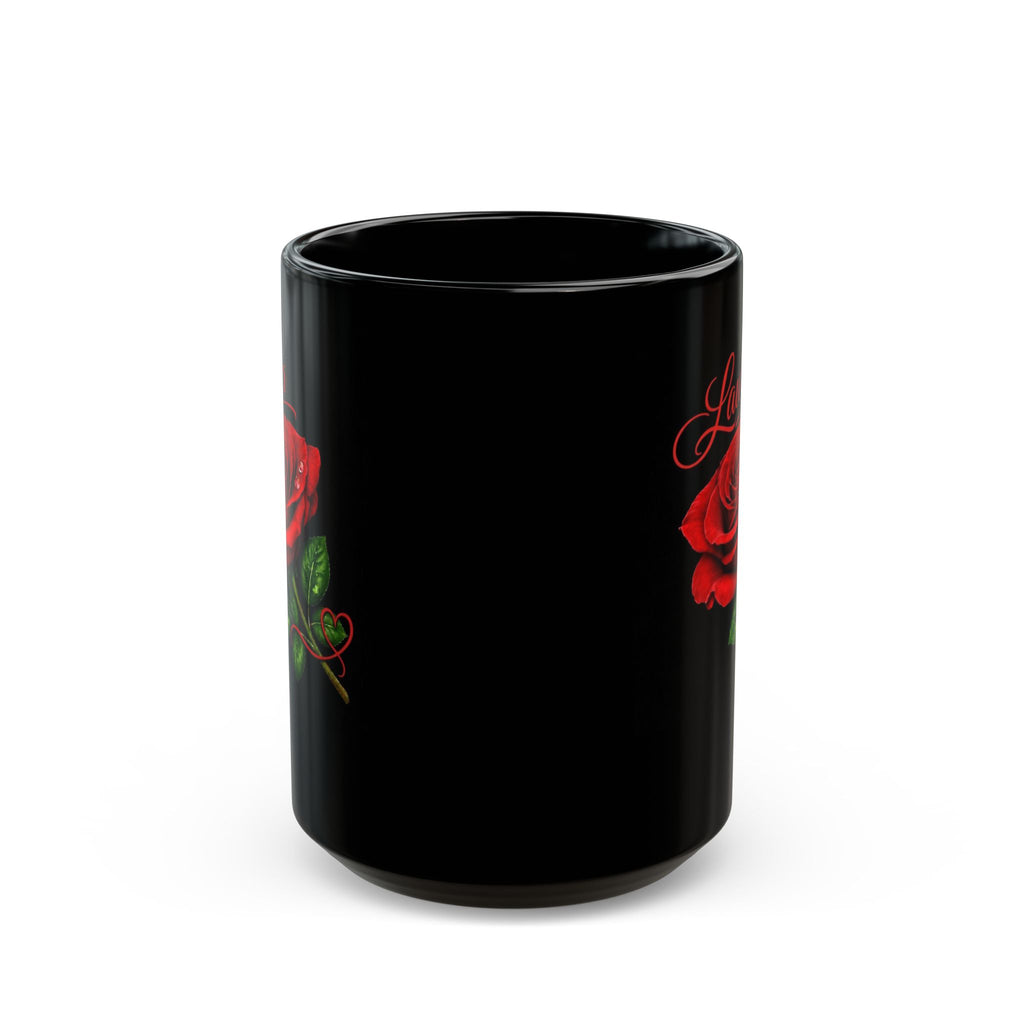 Laura – A Name That Feels Effortless | Signature Rose Black Mug – Personalized Elegant Gift