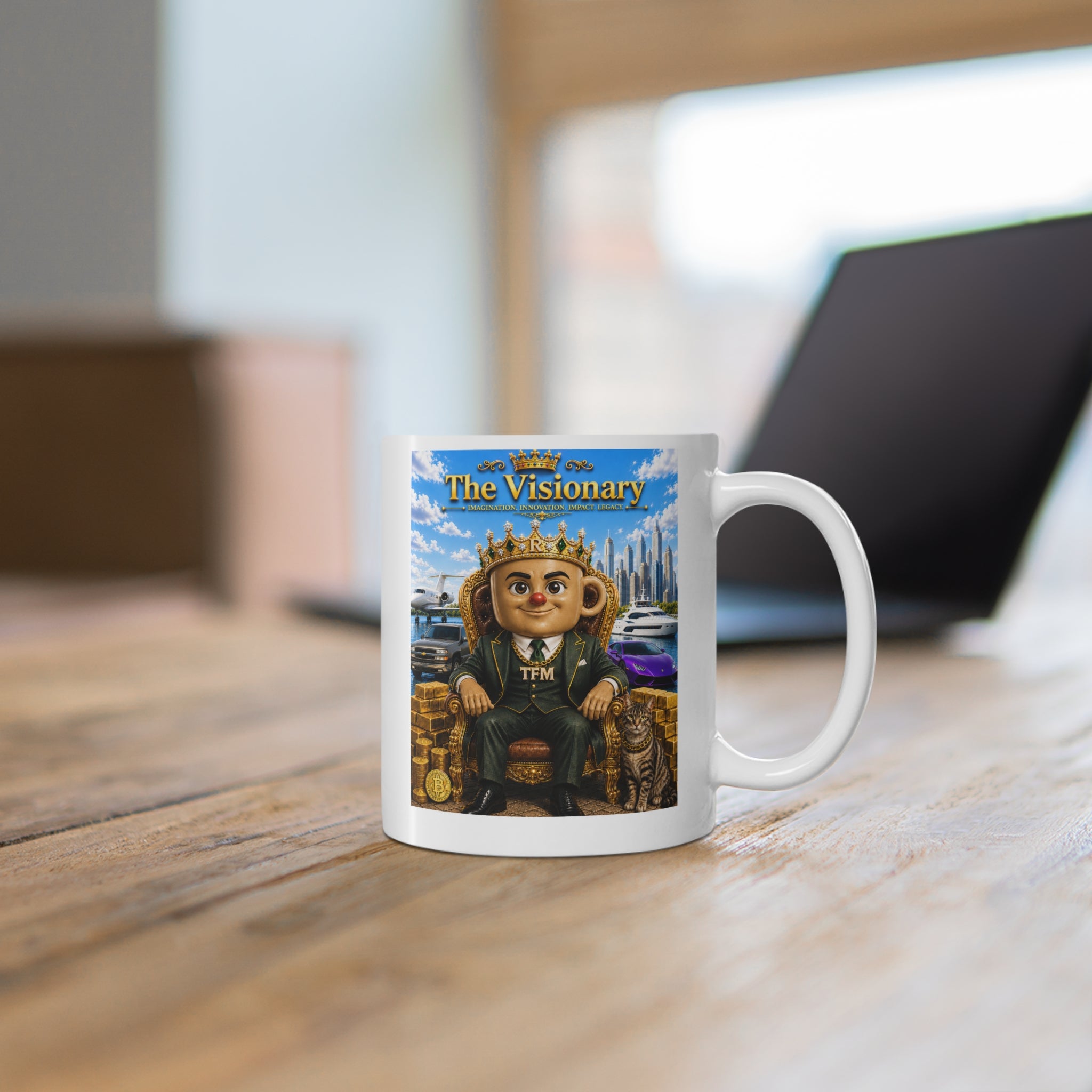 The Visionary™ Luxury White Coffee Mug – Imagination. Innovation. Impact. Legacy.