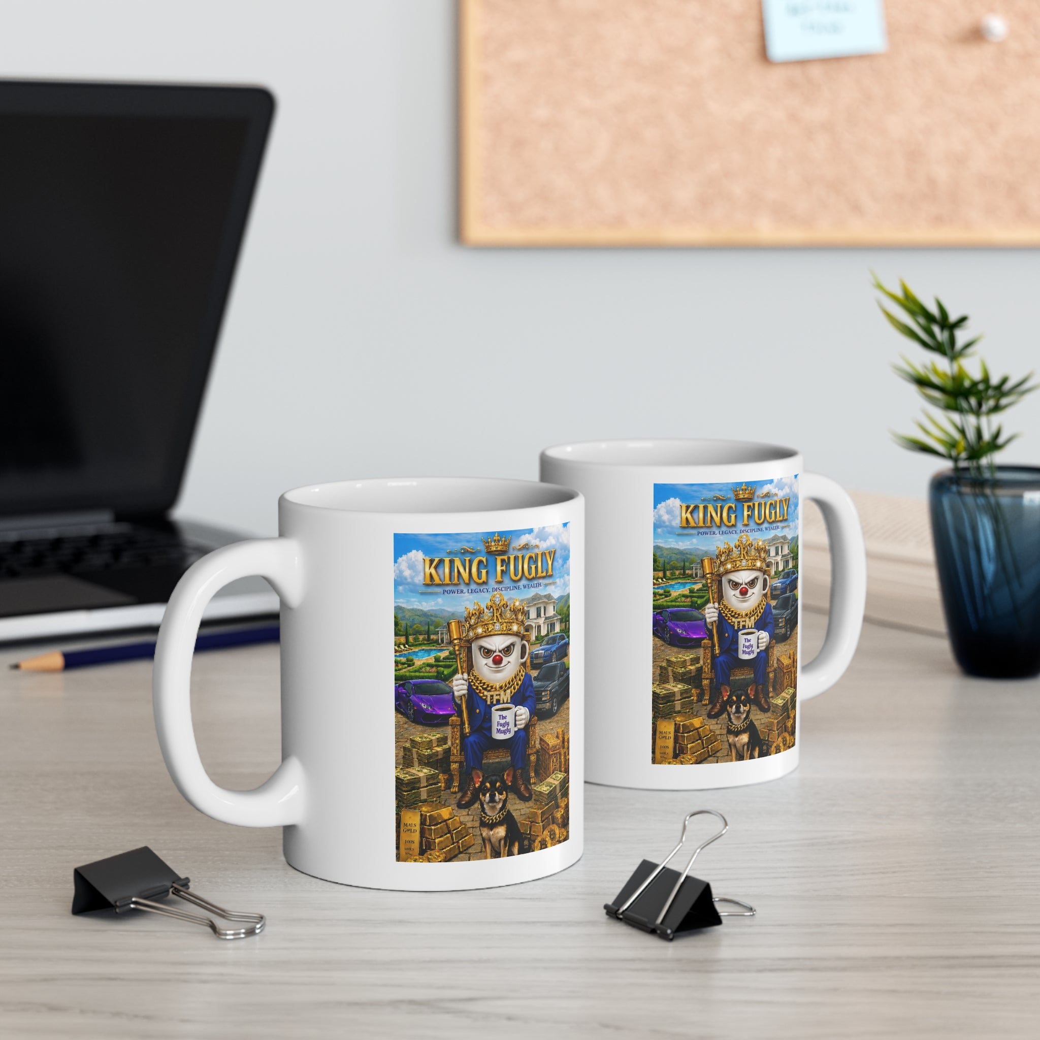 The King Fugly™ Luxury White Coffee Mug — Wealth • Vision • Power • Legacy