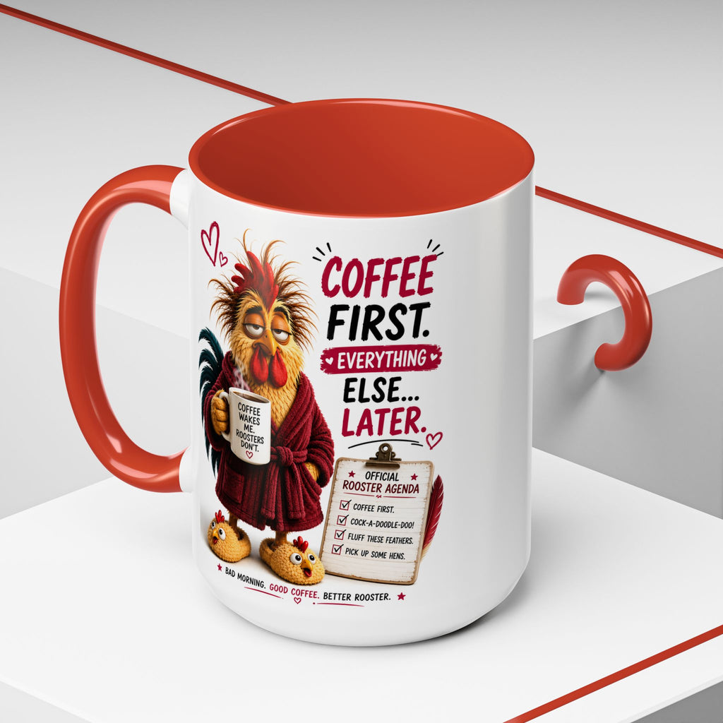 Coffee First. Everything Else… Later.™ | Luxury Rooster Coffee Mug | Funny Farmhouse Morning Gift | Cozy Coffee Lover Ceramic Mug