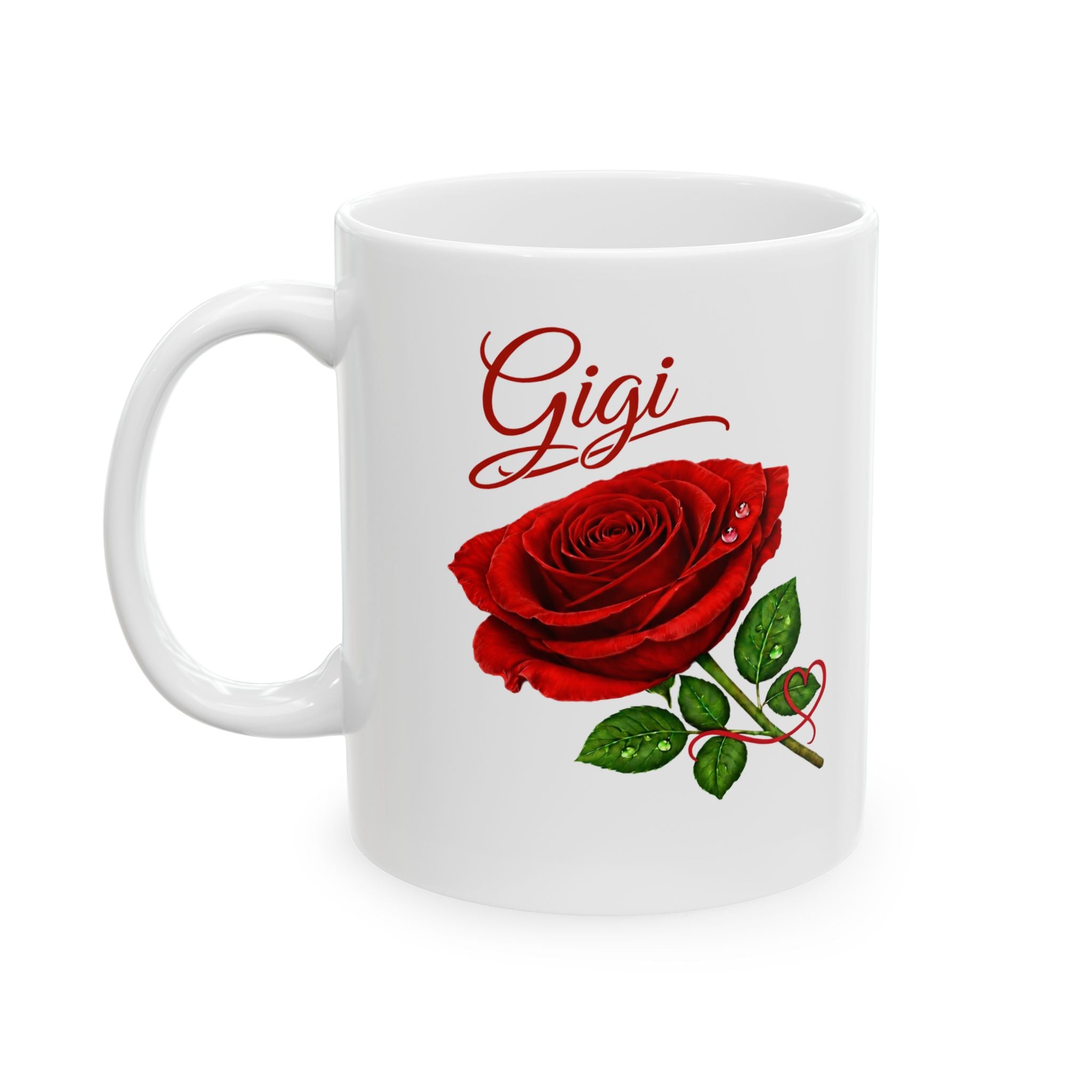 The Gigi – Signature Rose White Mug carries a soft, refined presence that feels warm, familiar, and deeply personal