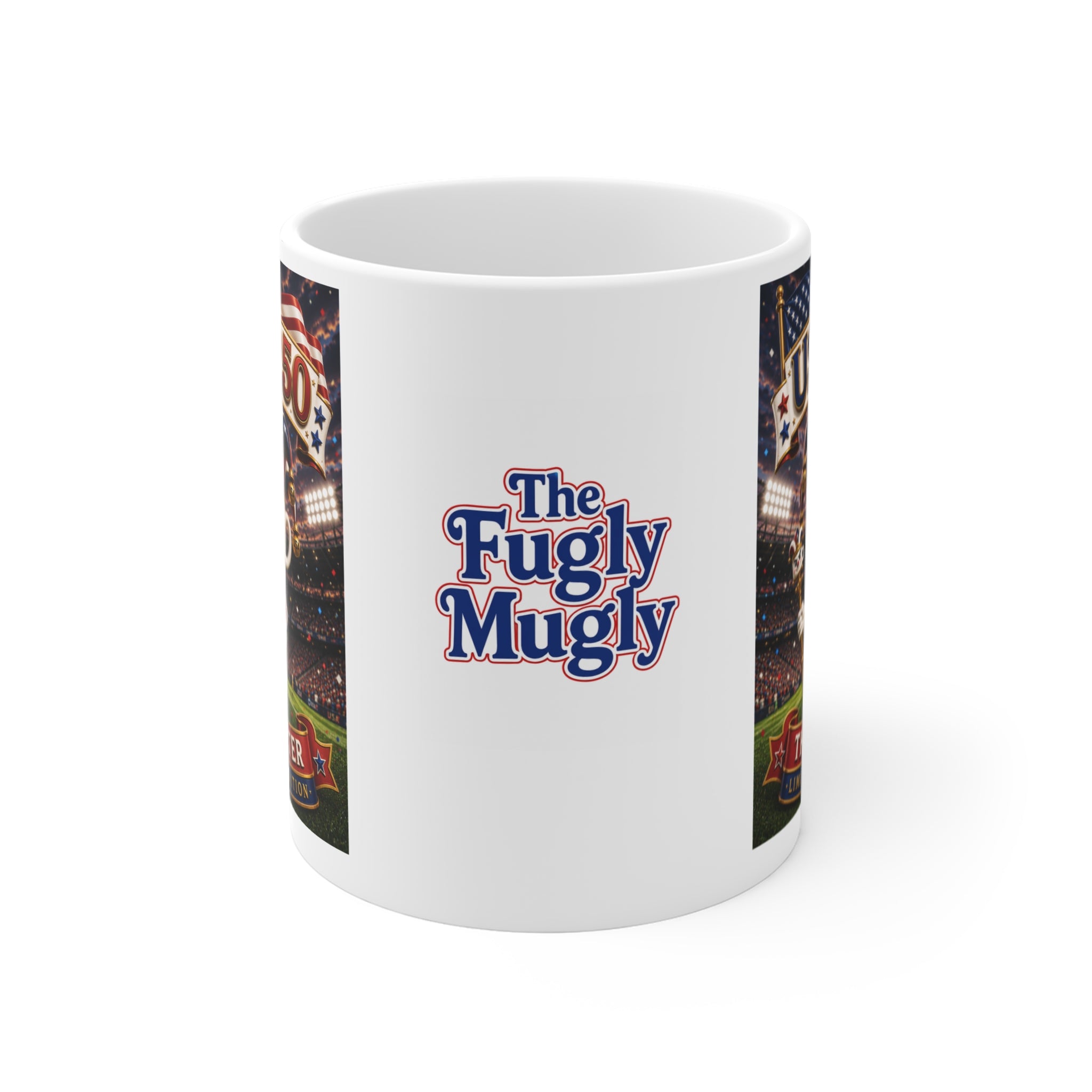 The Fugly Mugly™ USA 250 The Jester Limited Edition White Mug – Patriotic Collectible Artwork