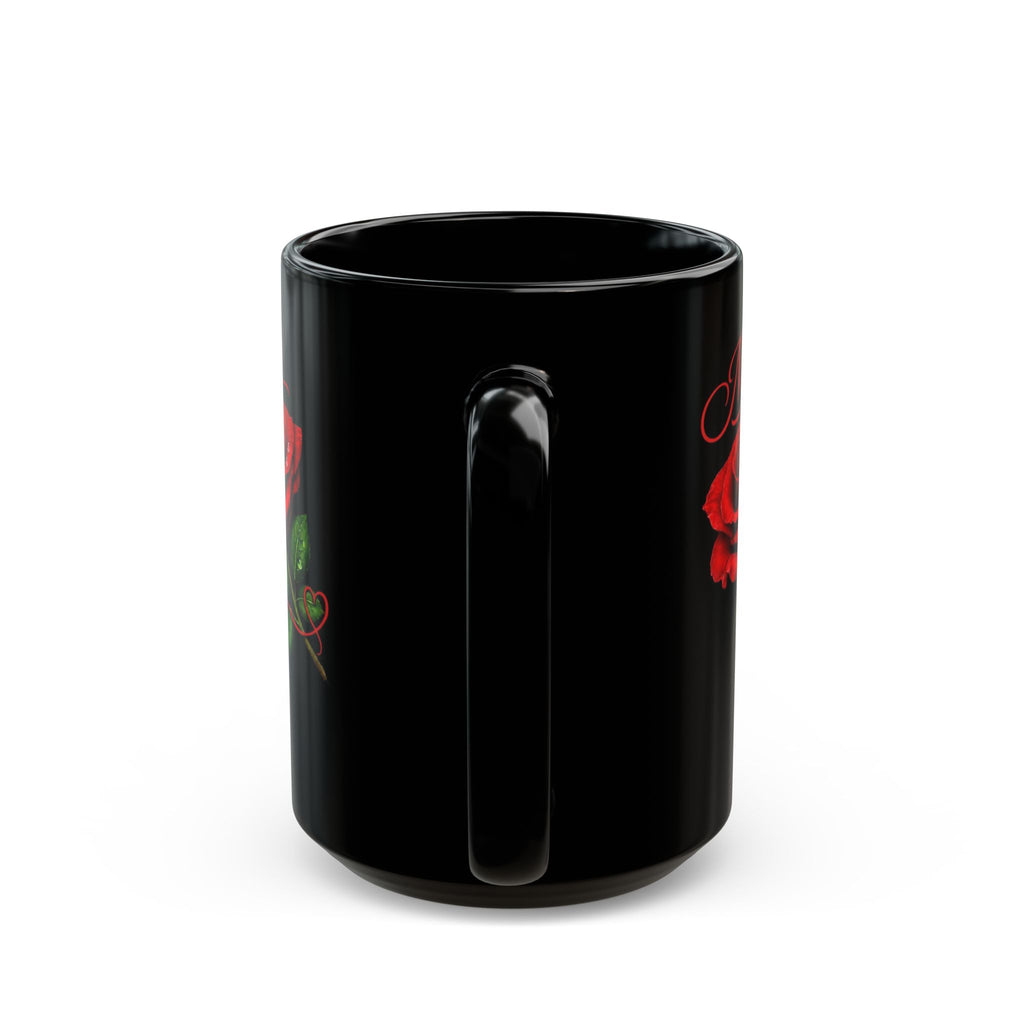 Mary Signature Rose Black Mug – Personalized Luxury Gift for Mom, Mother’s Day Elegant Keepsake