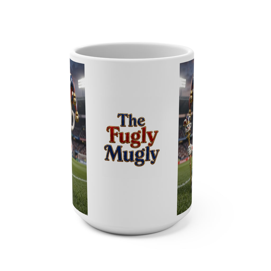 The Fugly Mugly™ USA Soccer Jester White Mug – Patriotic Soccer Fan Art Coffee Mug, American Football Stadium Inspired Collectible Mug