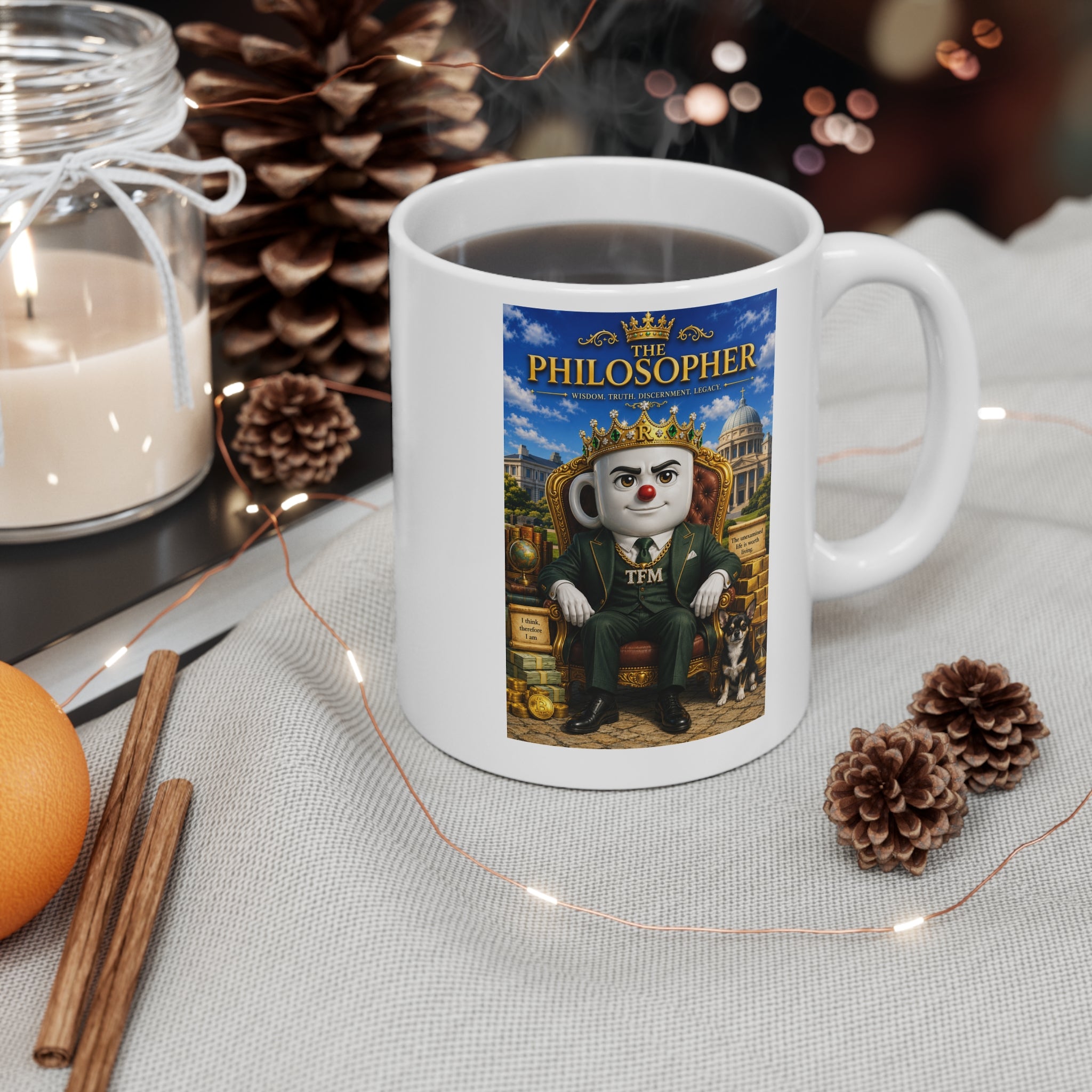 The Philosopher™ Luxury White Ceramic Mug – Premium Inspirational Coffee Cup | Vision • Wisdom • Legacy