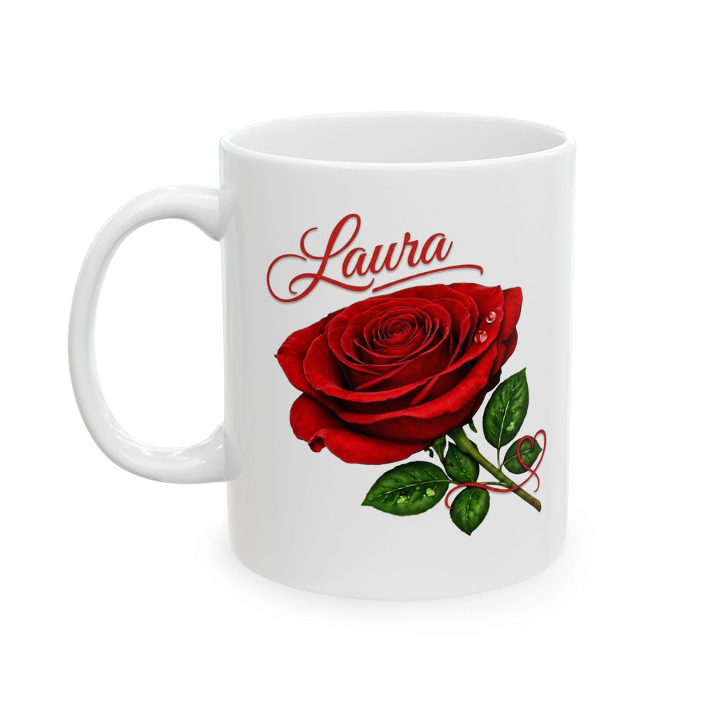 Laura – A Name That Feels Effortless | Signature Rose White Mug – Personalized Elegant Gift