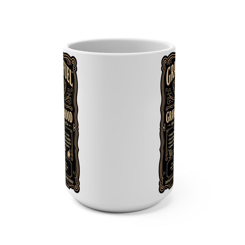 The Fugly Mugly™ Grandpa Fuel Mug – Premium Vintage Whiskey Label Style Grandpa Coffee Mug | Luxury Grandfather Gift | Bold Black & Vanilla Retro Design