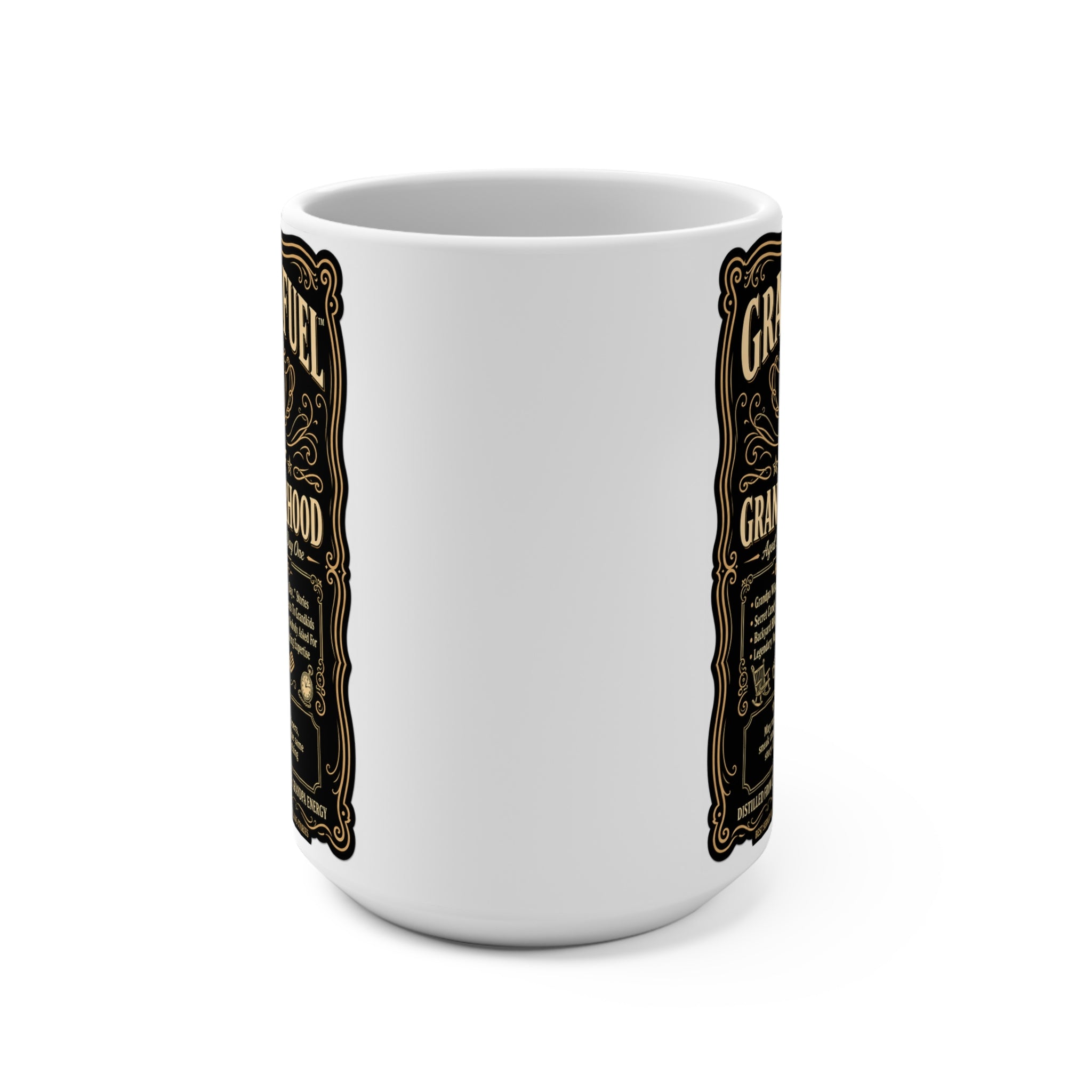 The Fugly Mugly™ Grandpa Fuel Mug – Premium Vintage Whiskey Label Style Grandpa Coffee Mug | Luxury Grandfather Gift | Bold Black & Vanilla Retro Design