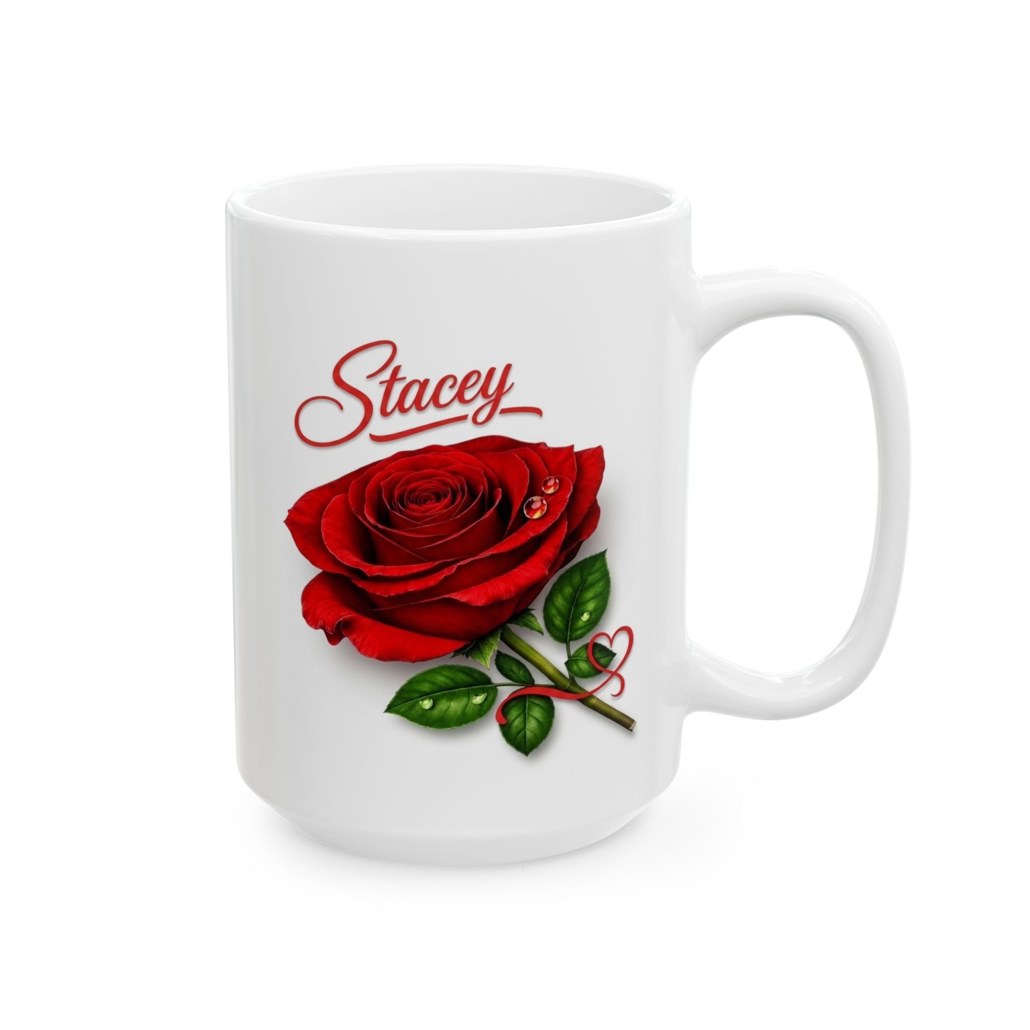 Stacey – A Name That Stands With Confidence | Signature Rose White Mug – Elegant Personalized Gift
