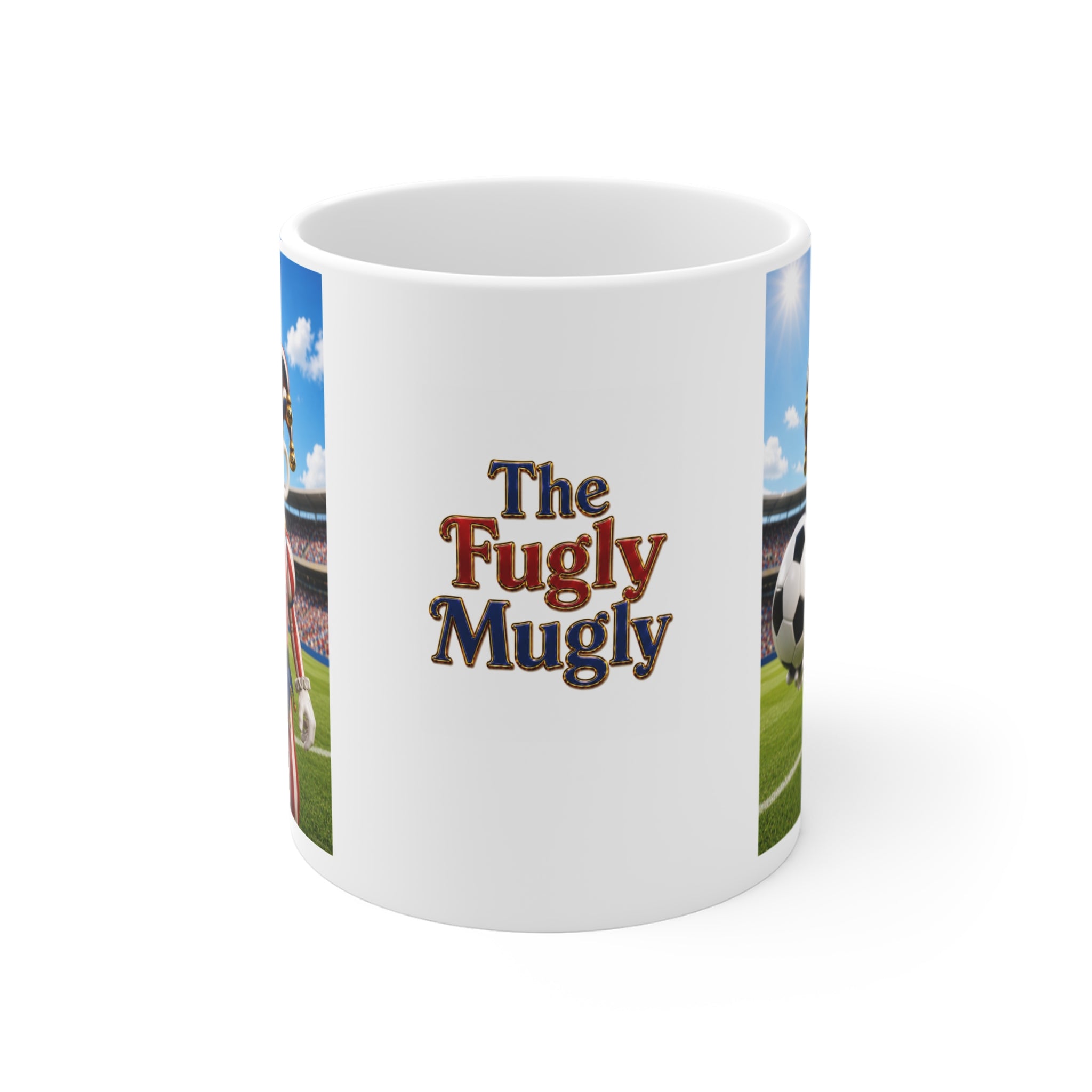 The Fugly Mugly™ USA Soccer Jester White Mug – Patriotic FIFA-Inspired Collectible Artwork Coffee Mug