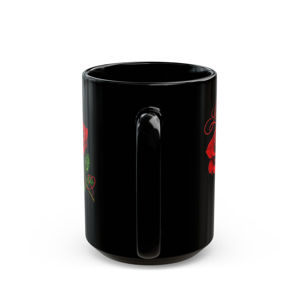 Laura – A Name That Feels Effortless | Signature Rose Black Mug – Personalized Elegant Gift