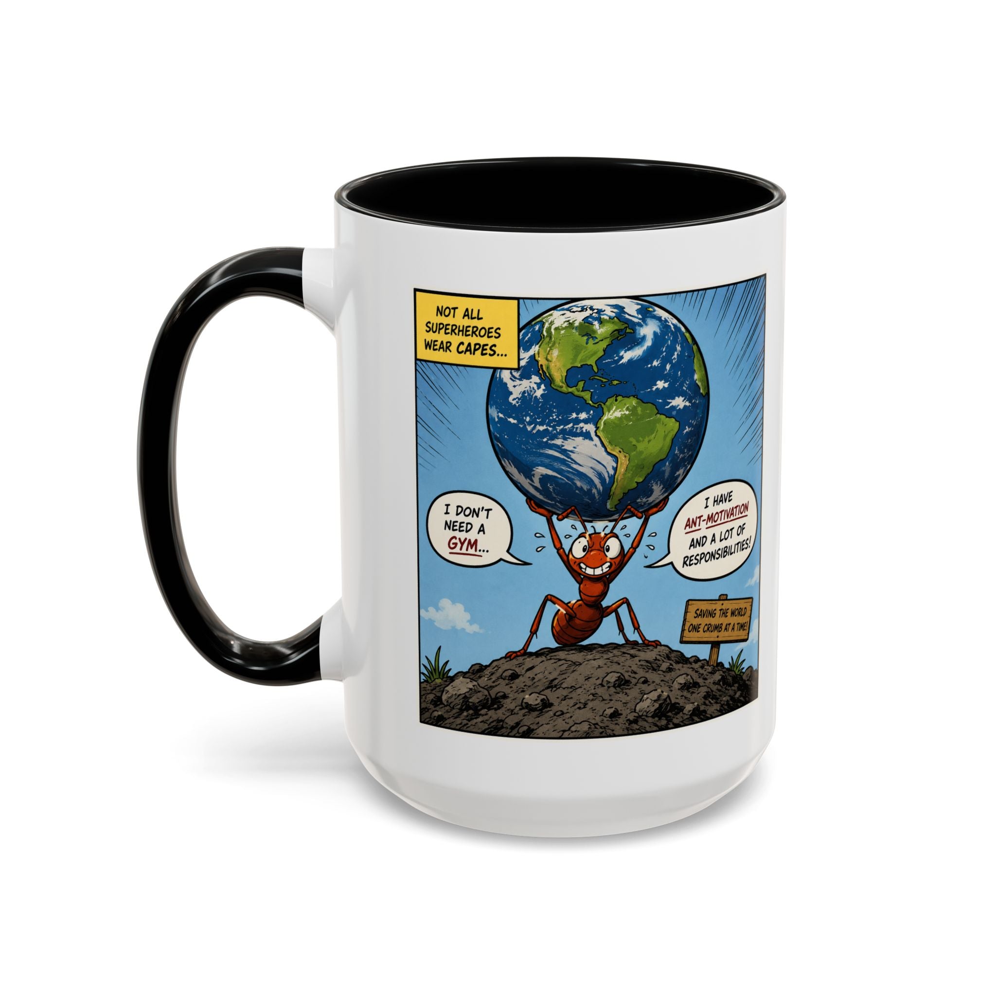 Ant-Motivation Comic Mug – Inspirational Coffee Mug | Funny Luxury Motivation Mug