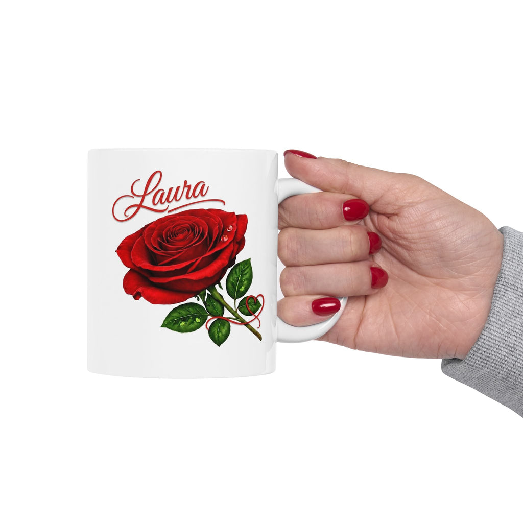 Laura – A Name That Feels Effortless | Signature Rose White Mug – Personalized Elegant Gift