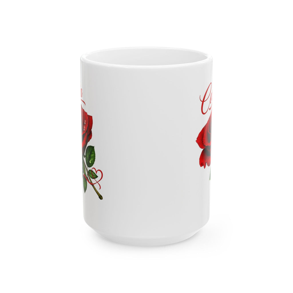 Cecilia – A Name That Feels Timeless | Signature Rose White Mug – Personalized Elegant Gift