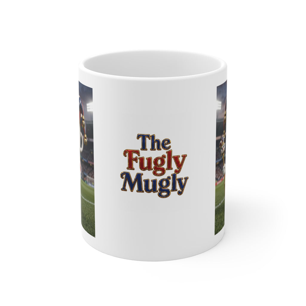 The Fugly Mugly™ USA Soccer Jester White Mug – Patriotic Soccer Fan Art Coffee Mug, American Football Stadium Inspired Collectible Mug