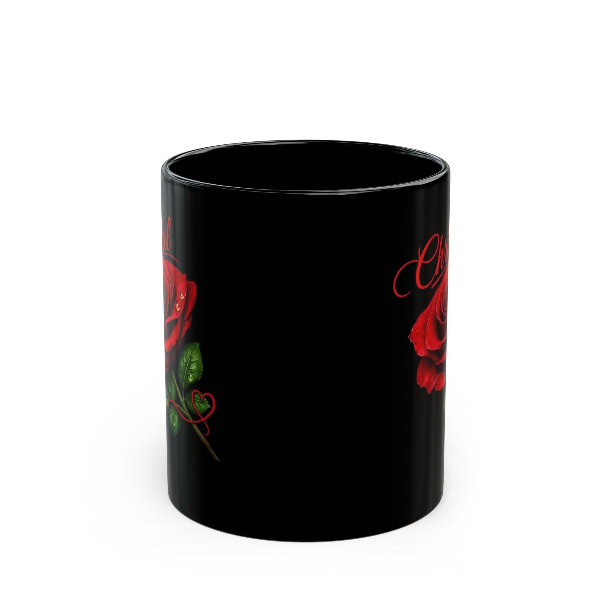 Christal – A Name That Stands Strong | Signature Rose Black Mug – Elegant Personalized Gift