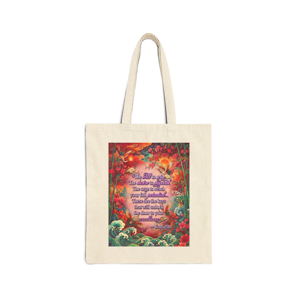 The Keys to Excellence– Confucius Wisdom Canvas Tote Bag | Luxury Philosophy Tote
