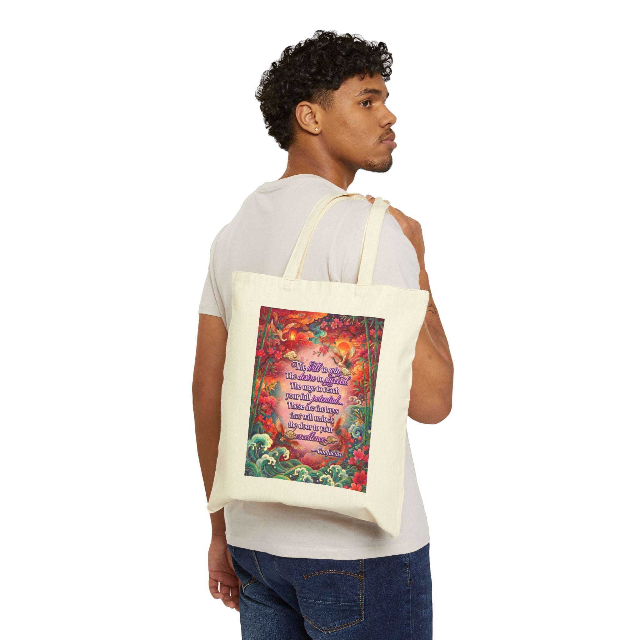 The Keys to Excellence– Confucius Wisdom Canvas Tote Bag | Luxury Philosophy Tote