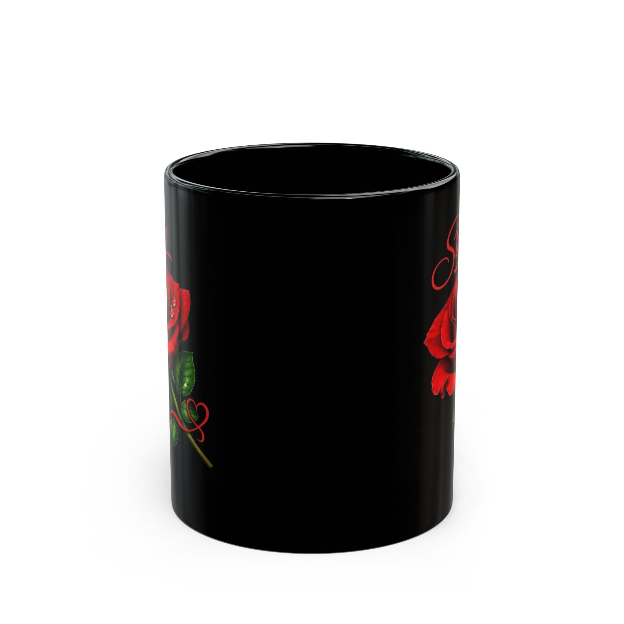 Stacey – A Name That Stands With Confidence | Signature Rose Black Mug – Elegant Personalized Gift