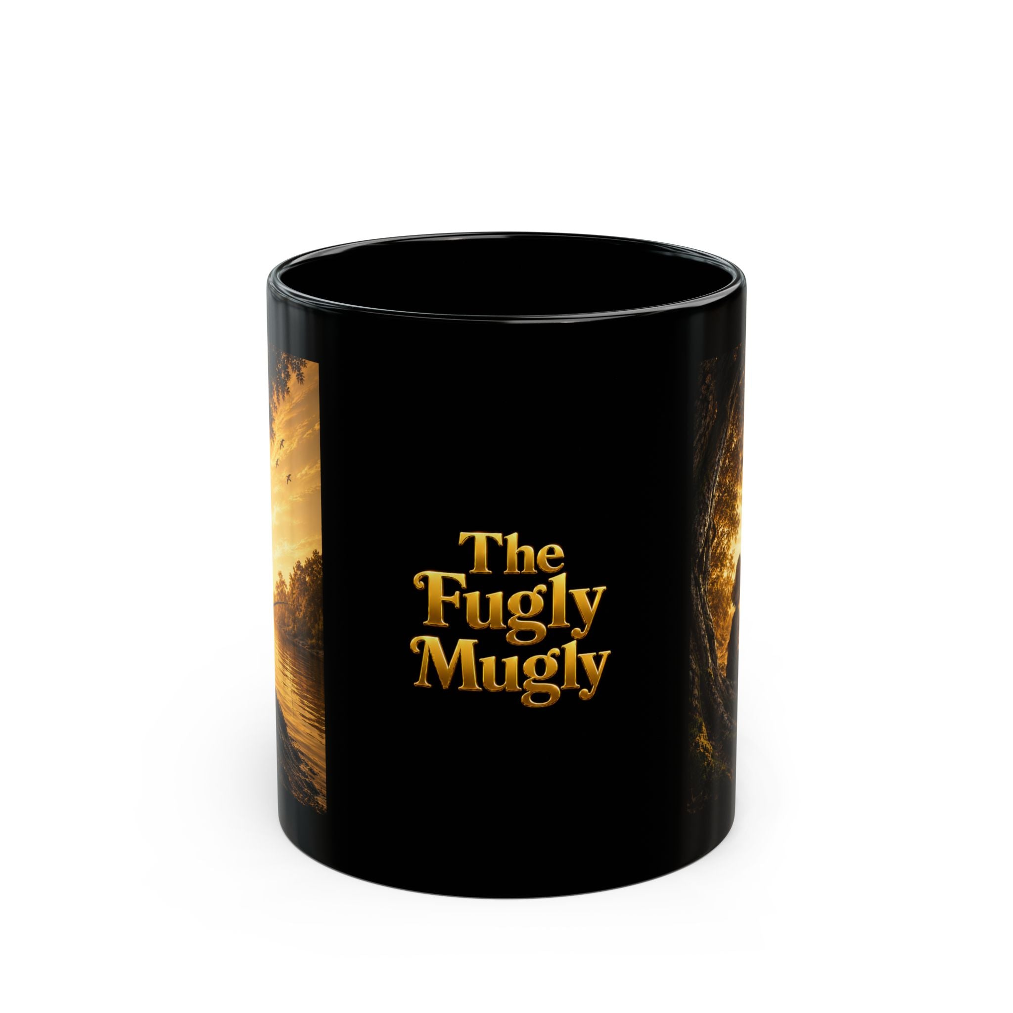 Golden Horizon™ Luxury Black Coffee Mug — Reflection • Peace • Timeless Ambition